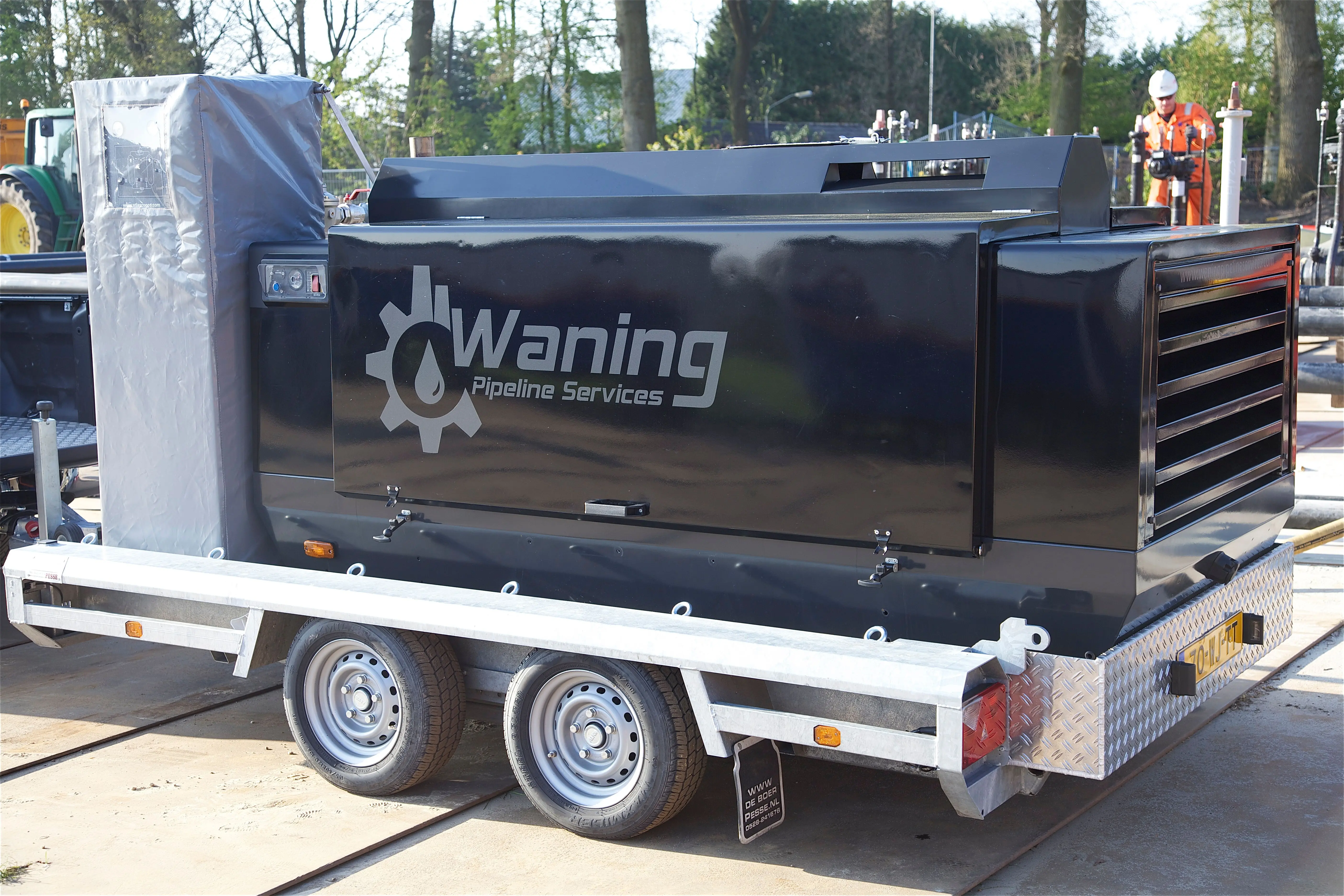 Mobiele testunit van Waning Pipeline Services op aanhanger
